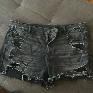 American Eagle Next Level Stretch Shorts - Distressed Black Denim